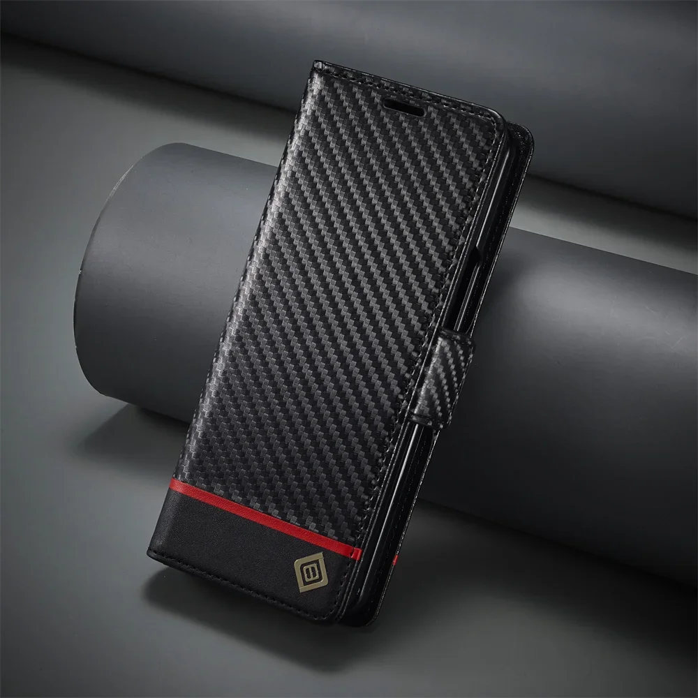 Luxury Carbon Fiber PU Leather - Leather Wallet Card Holder Phone Cover review and price