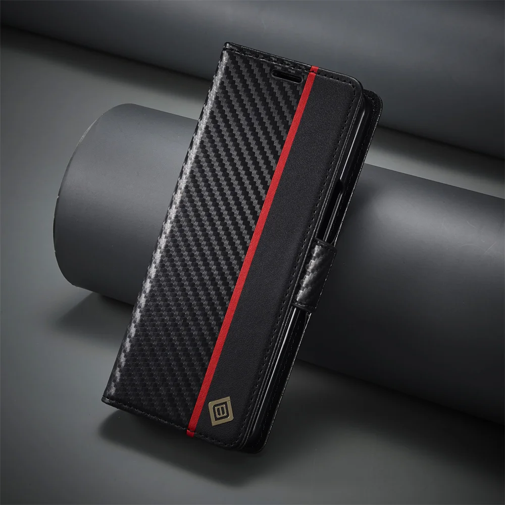 Luxury Carbon Fiber PU Leather - Leather Wallet Card Holder Phone Cover review and price