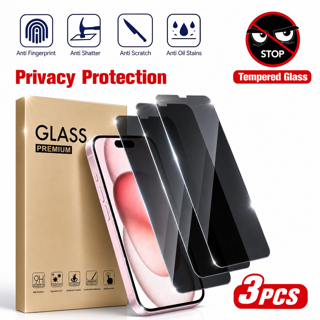 3pcs Privacy Screen Protector, - Anti Spy Privacy Glass Case review and price