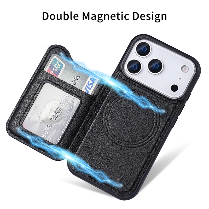 For Magsafe Magnetic Flip Leat - Leather Wallet Card Holder Phone Cover review and price