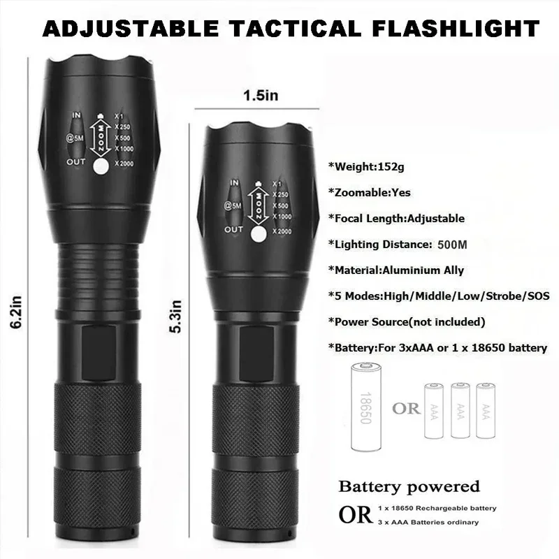 High Power T6 LED Flashlights  - Power Banks review and price