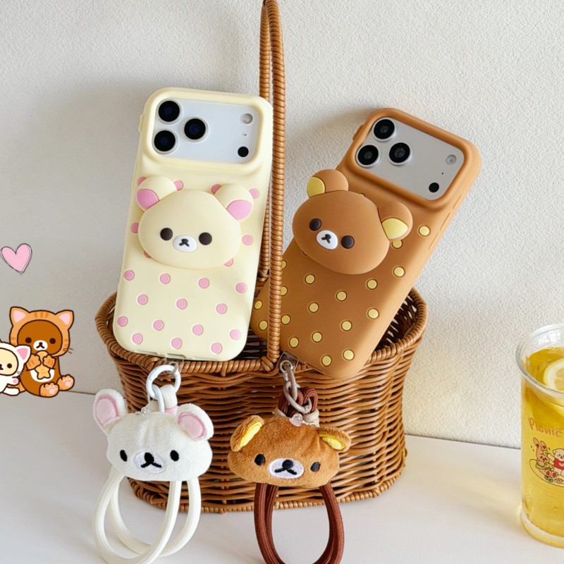 3D Rilakkuma Bear Polka Dot Si - Cute Cartoon Wrist Strap Silicone Case review and price