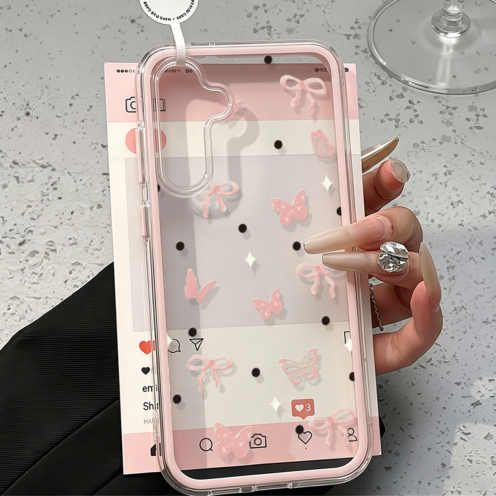 Cute Pink Bow Soft Phone Case  - Clear Shockproof Bumper Case review and price