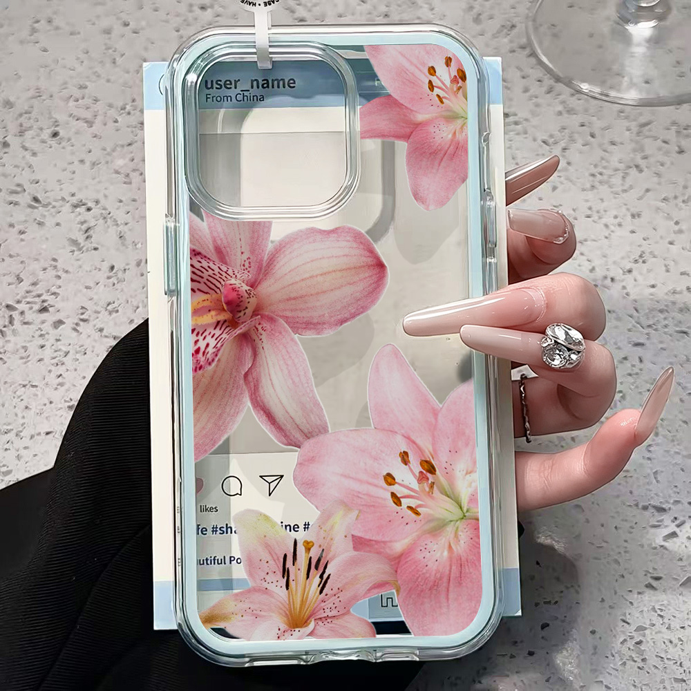 Pink Lily Flower Clear Phone C - Clear Shockproof Bumper Case review and price